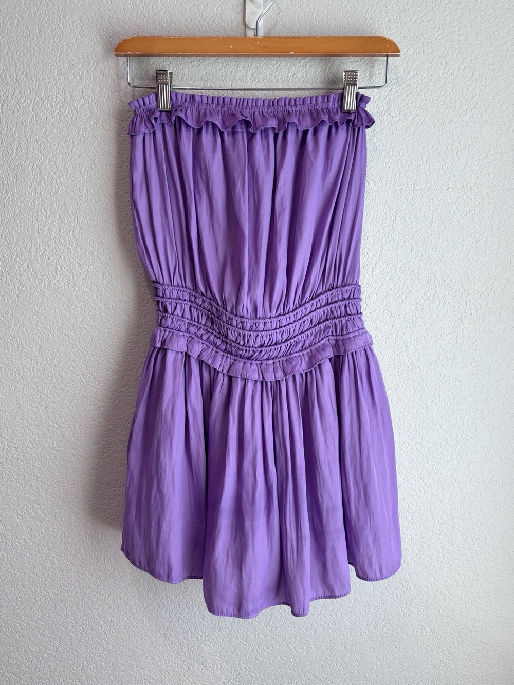 Day + Moon Strapless Smocked Shorts Romper Purple Women’s Size Small